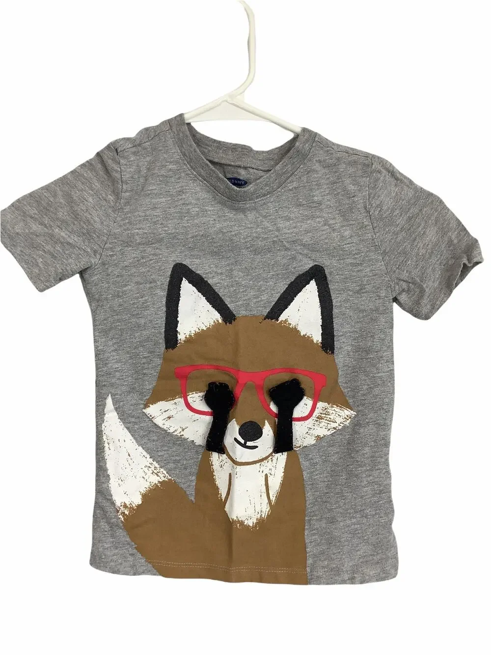 Old Navy Girl's Gray Graphic Fox 3D Short Sleeve T-Shirt Kid's Size 5T